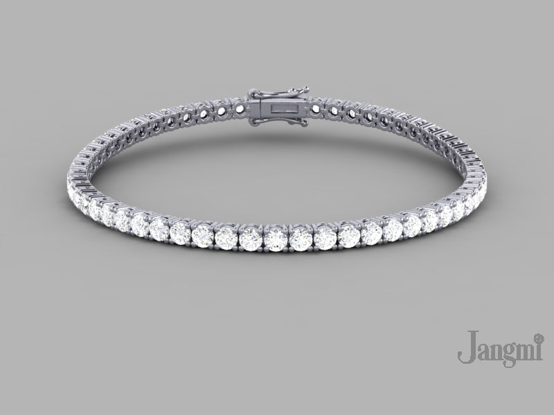5ct Lab-Grown 14K White Gold Tennis Bracelet, EF Color, VVS
