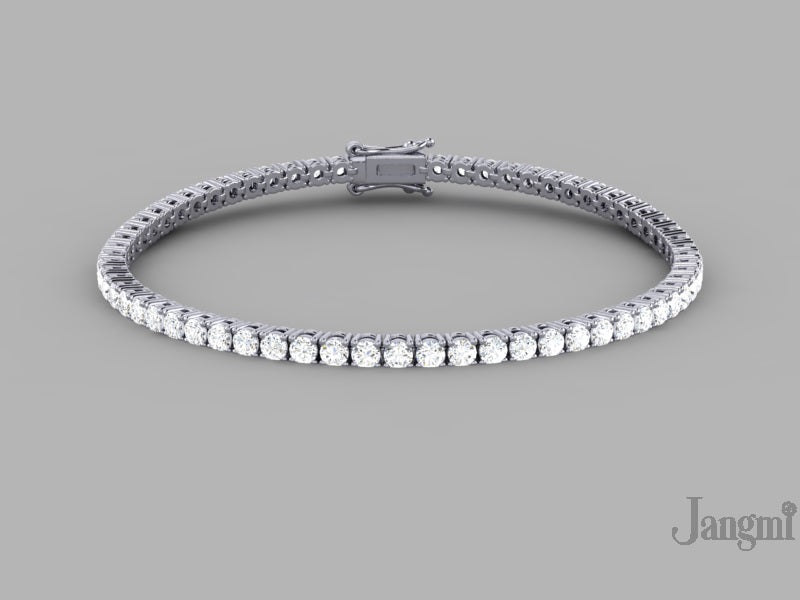 4ct Lab-Grown 14K White Gold Tennis Bracelet, EF Color, VVS