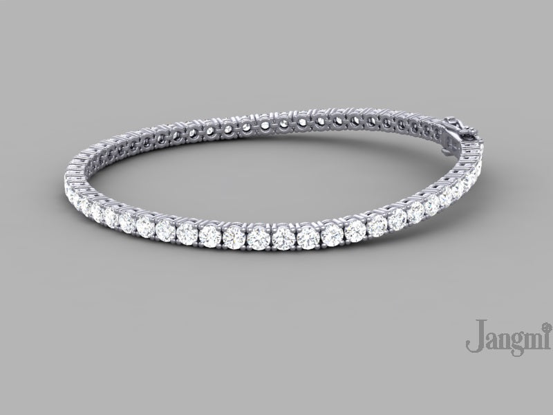 5ct Lab-Grown 14K White Gold Tennis Bracelet, EF Color, VVS