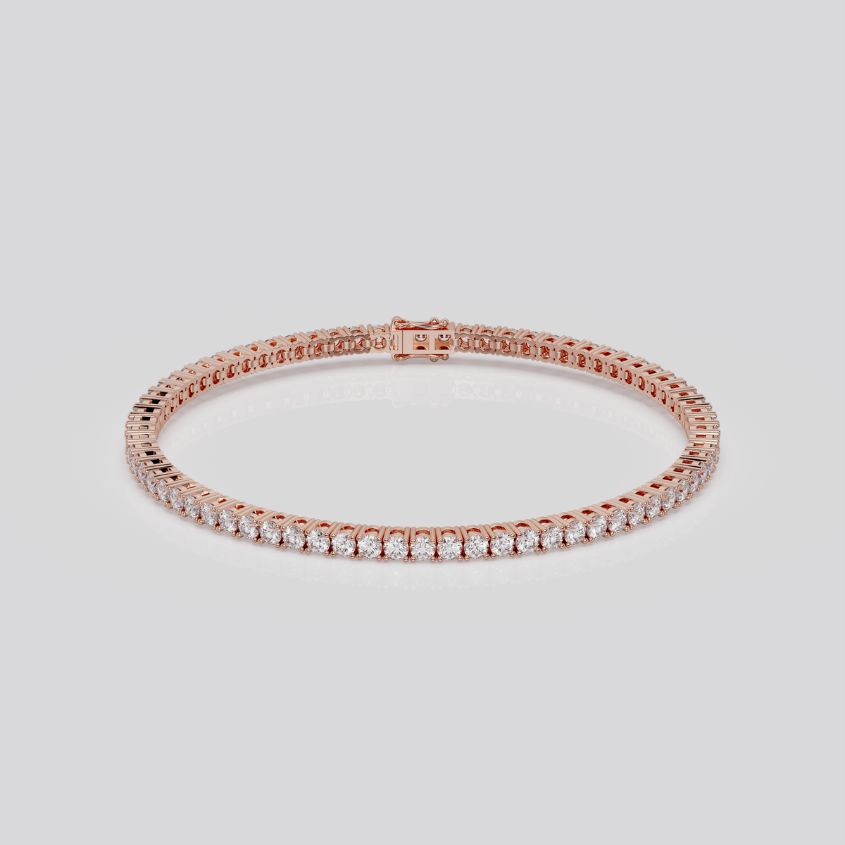 3ct Lab-Grown 14K Rose Gold Tennis Bracelet