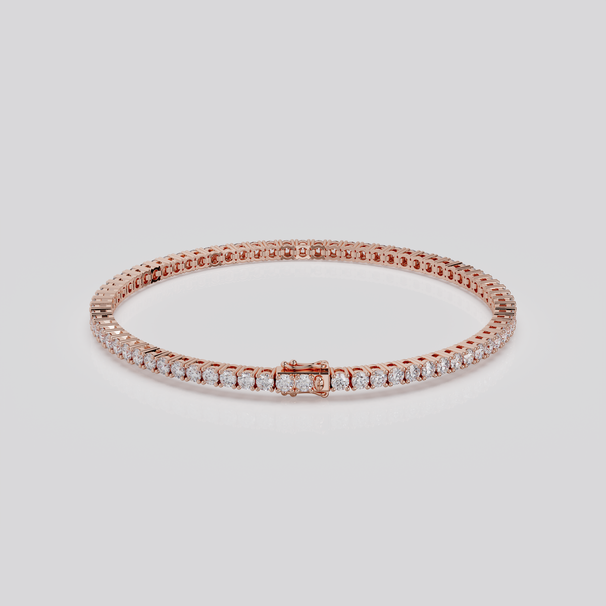 3ct Lab-Grown 14K Rose Gold Tennis Bracelet