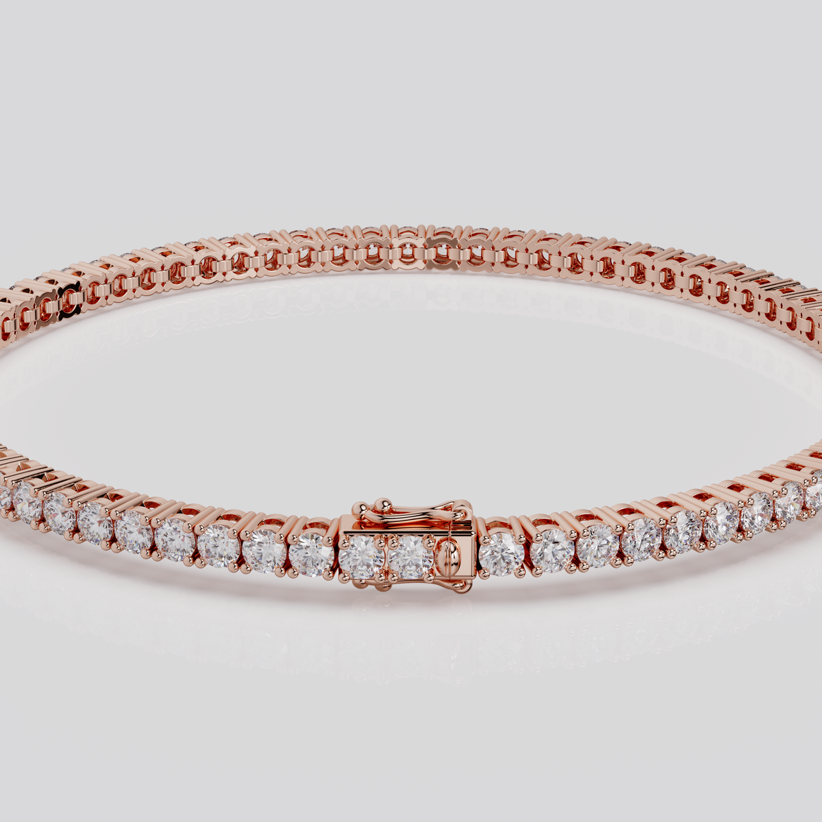 3ct Lab-Grown 14K Rose Gold Tennis Bracelet