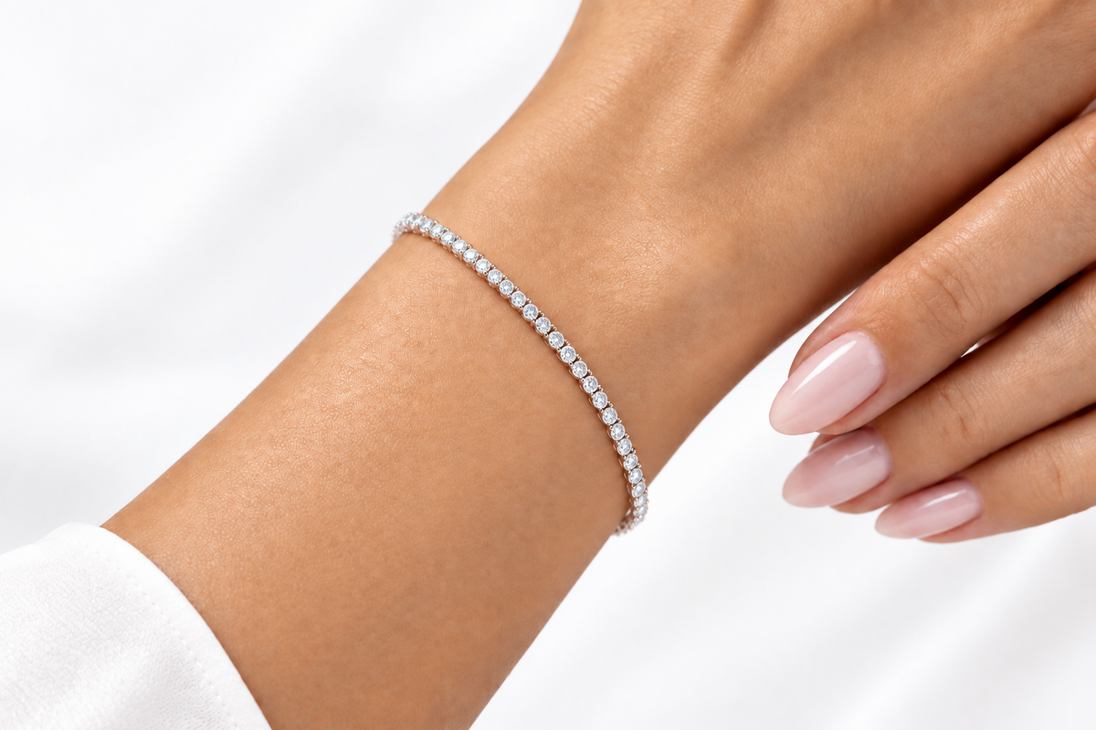 3ct Lab-Grown 14K Rose Gold Tennis Bracelet