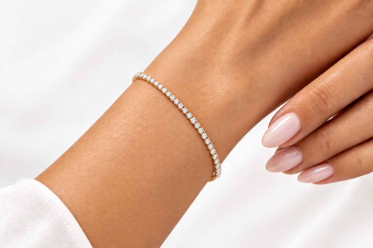 3ct Lab-Grown 14K Rose Gold Tennis Bracelet