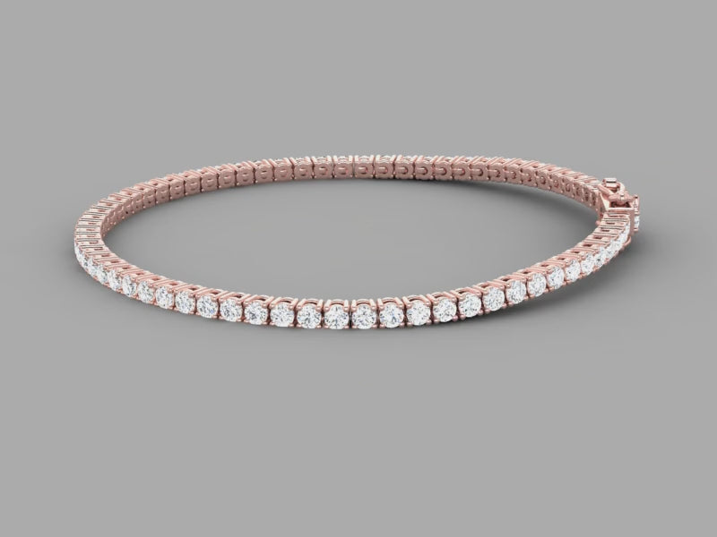 3ct Lab-Grown 14K Rose Gold Tennis Bracelet