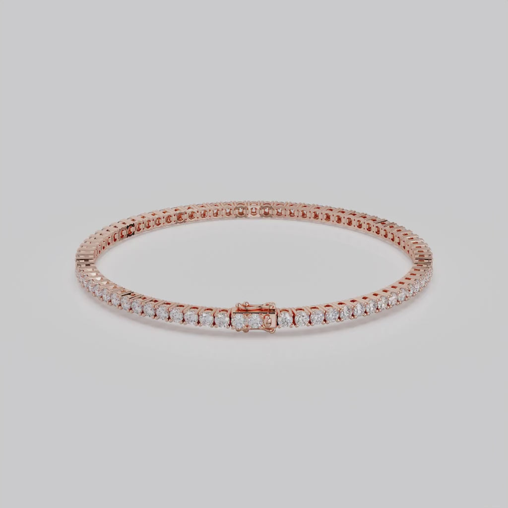 3ct Lab-Grown 14K Rose Gold Tennis Bracelet